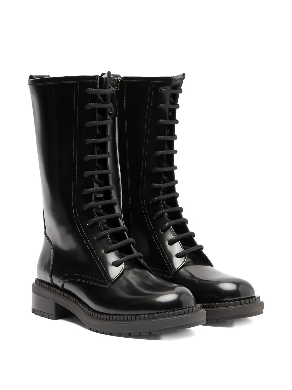 Casadei 30mm Wizzard Lace-up Leather Boots In Black
