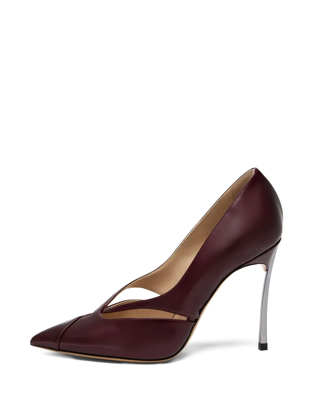 Casadei 100mm Blade Pantera Cut-out Heeled Pumps In Burgundy