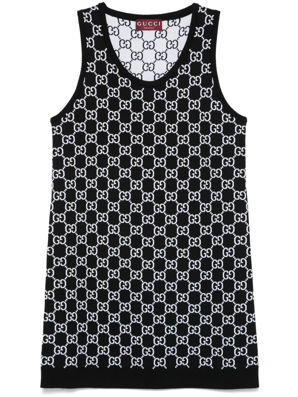 Gucci Gg Pattern Sleeveless Mini Dress In Black