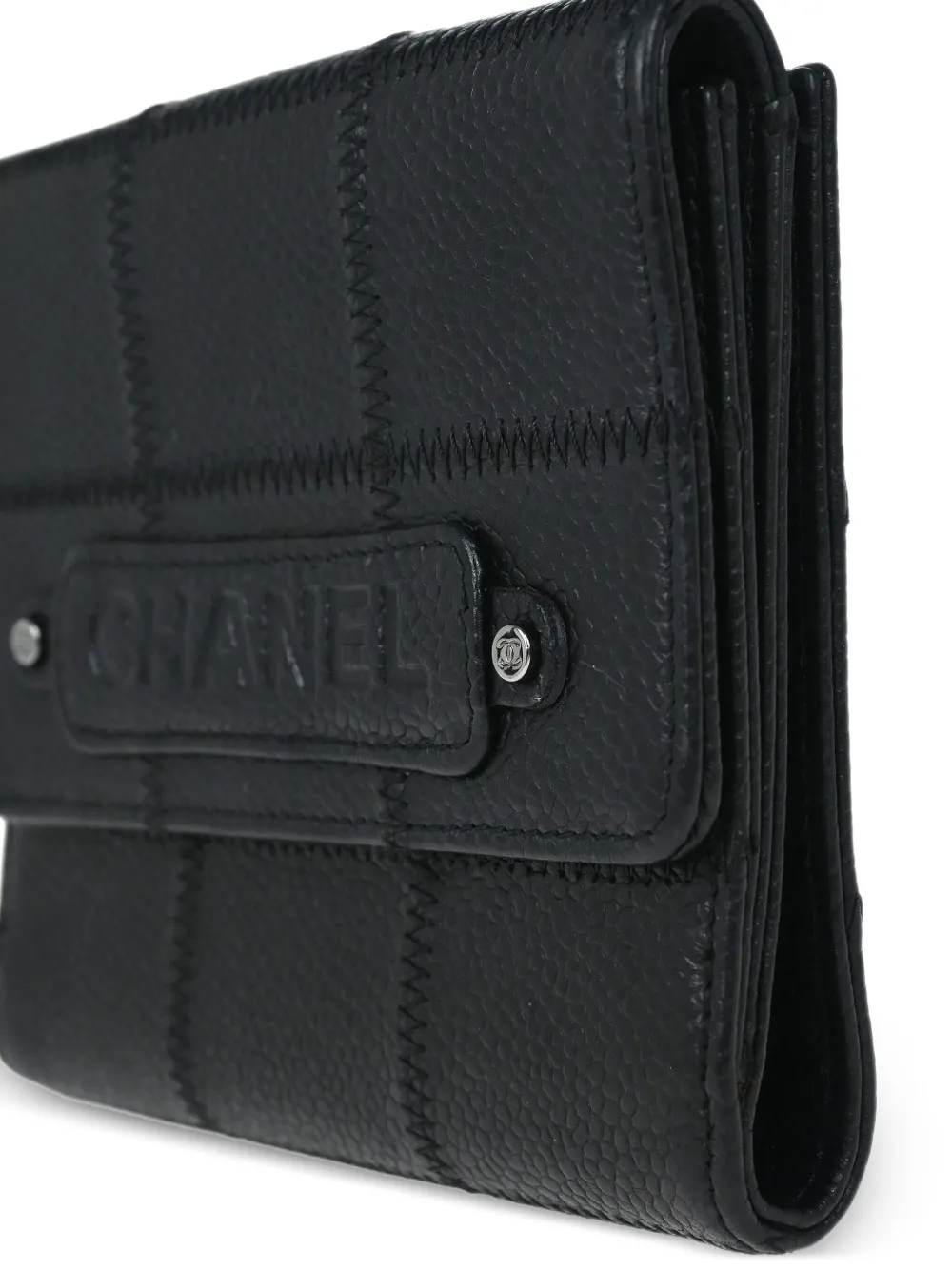Pre-owned Chanel 2006 Choco Bar Leather Compact Wallet