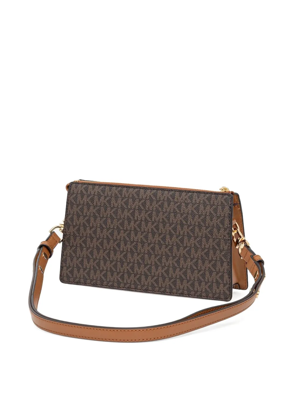 Michael Kors Grote crossbodytas met monogram en rits Bruin