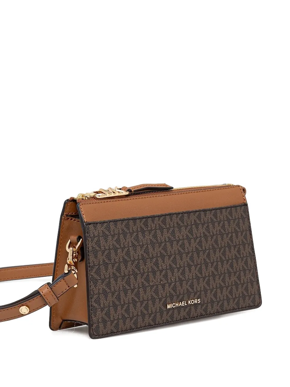 Michael Michael Kors large monogram zip-top cross-body bag - ブラウン Michael Michael Kors large monogram zip-top cross-body bag - ブラウン