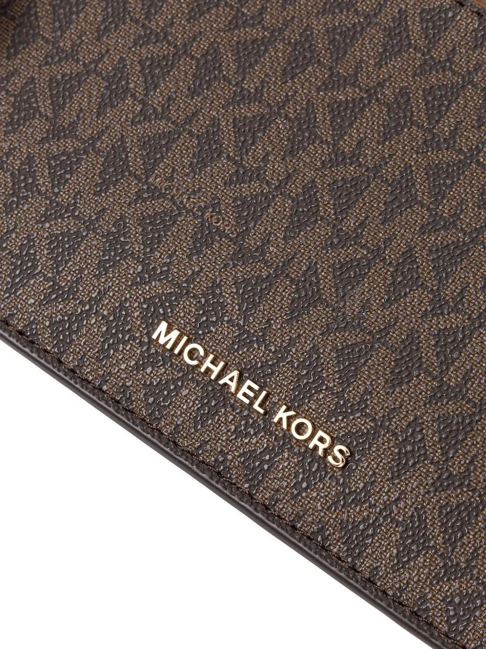 Michael Kors Grote crossbodytas met monogram en rits Bruin