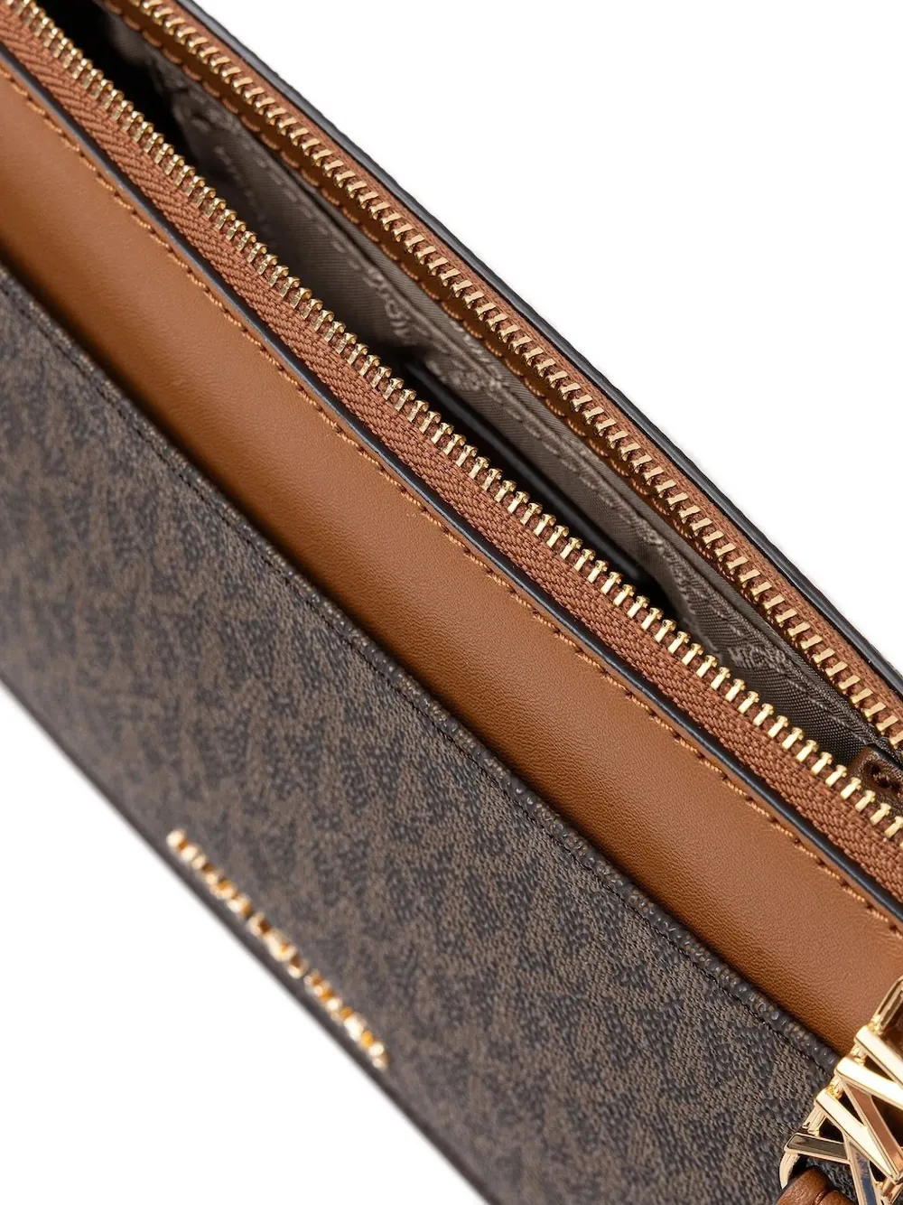 Michael Kors Grote crossbodytas met monogram en rits Bruin