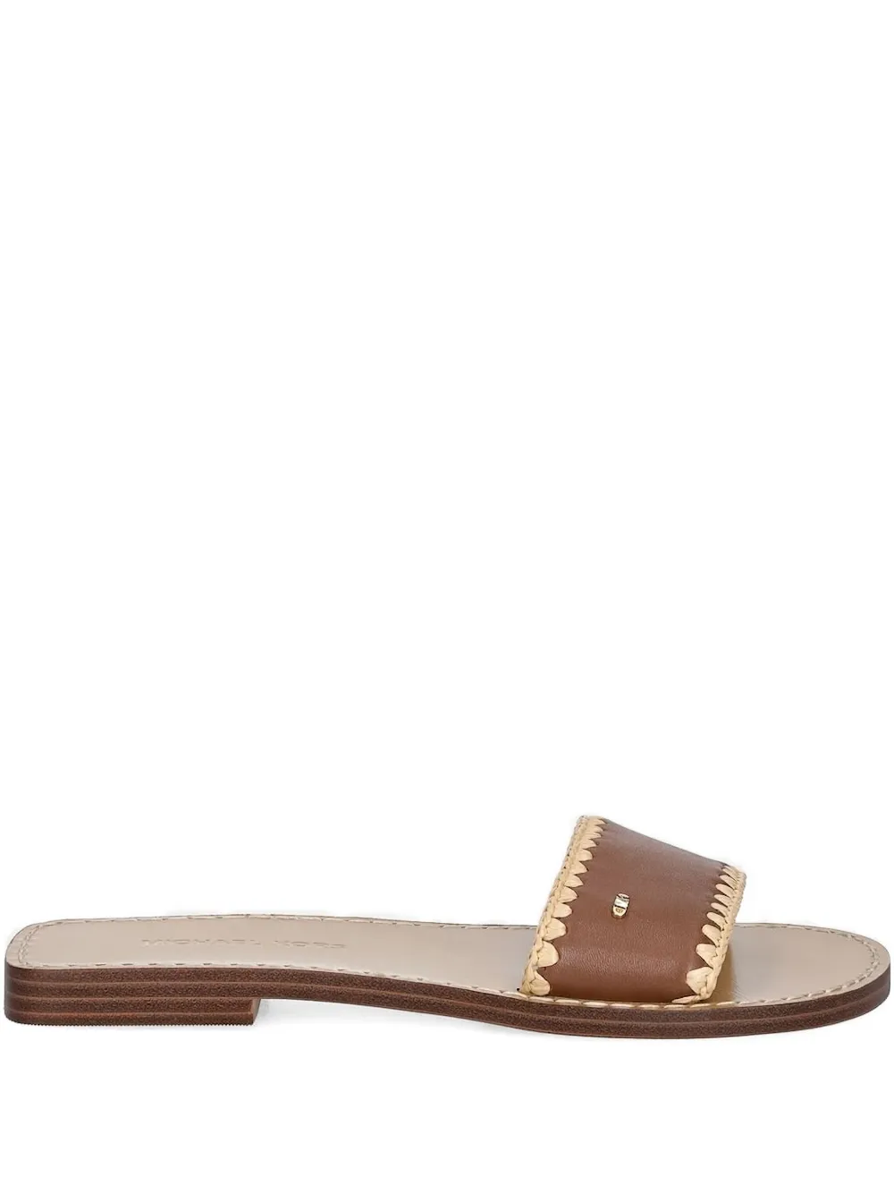 Michael Michael Kors Leather Braided Flat Sandals In Brown