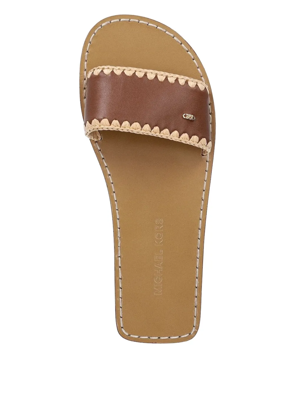 Michael Kors leather braided flat sandals Brown