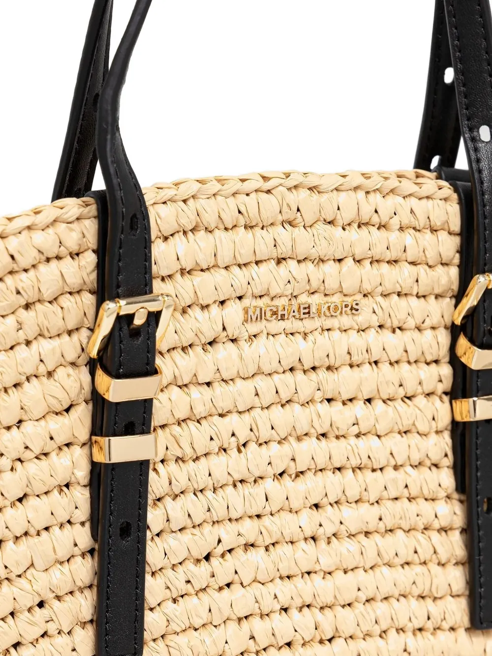 Michael Michael Kors Small Isa Hand-knit Straw Tote Bag In Neutral