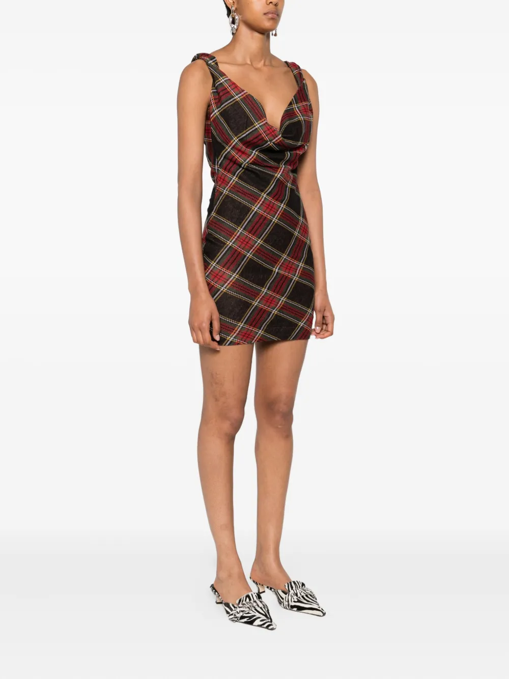 Vivienne Westwood plaid cowl-neck dress Rood