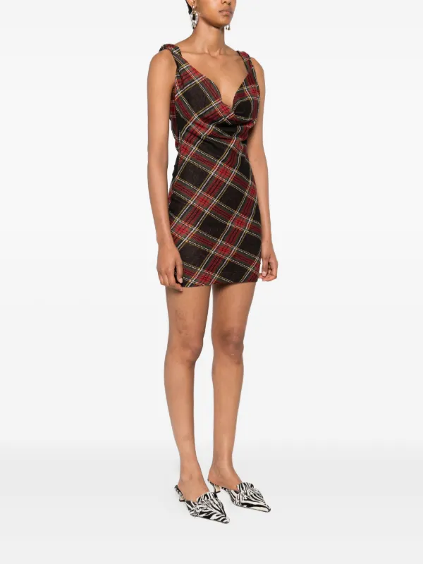 Vivienne Westwood Plaid cowl-neck Dress | Red | FARFETCH HK