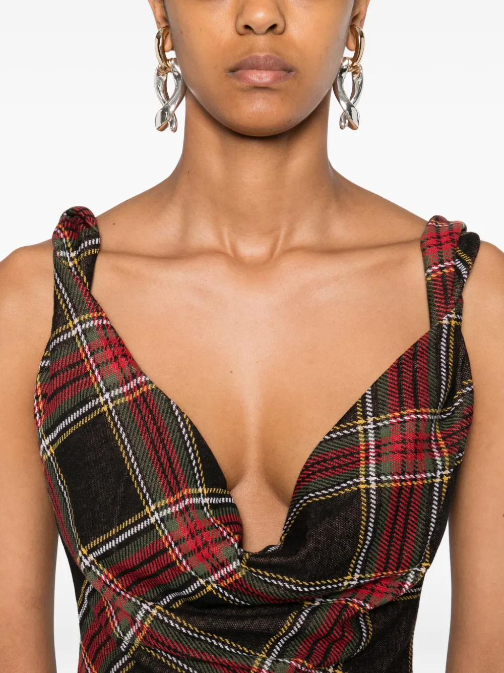 Vivienne Westwood plaid cowl-neck dress Rood