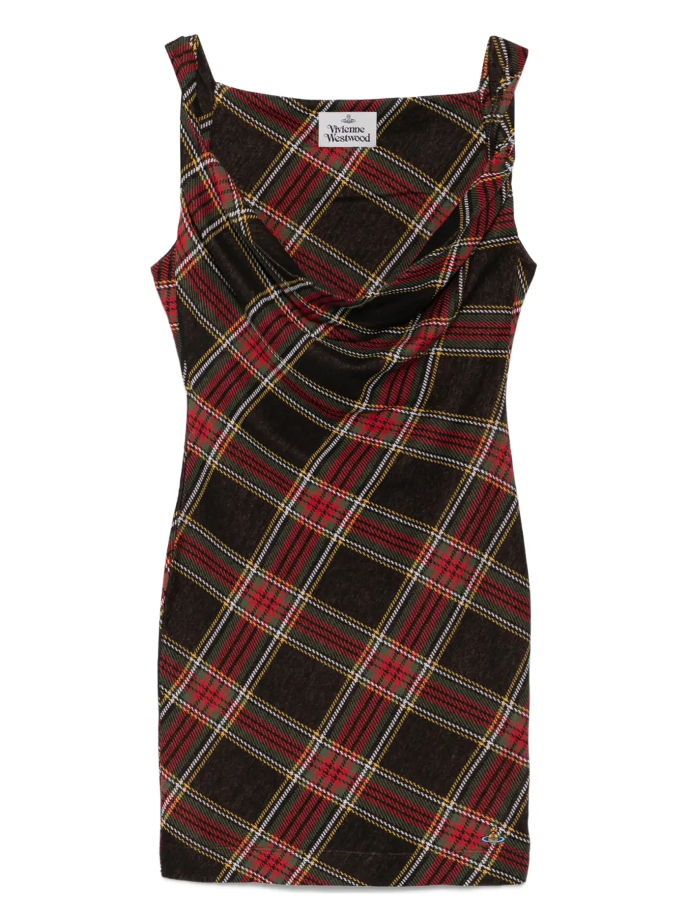Vivienne Westwood plaid cowl-neck dress Rood