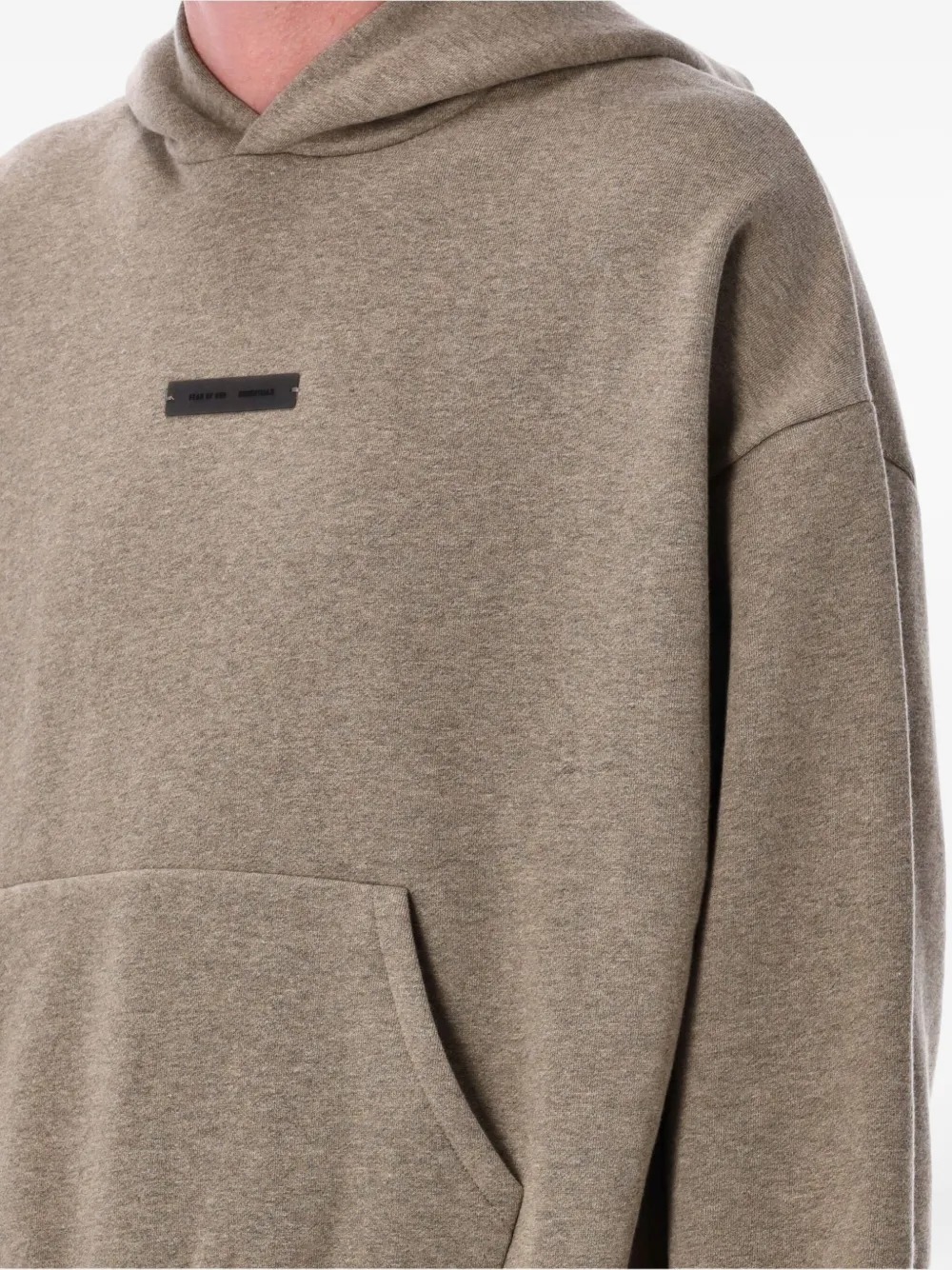 FEAR OF GOD ESSENTIALS logo-appliqué fleece hoodie Bruin