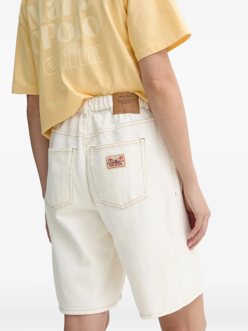 American Vintage Denim shorts met logopatch Beige