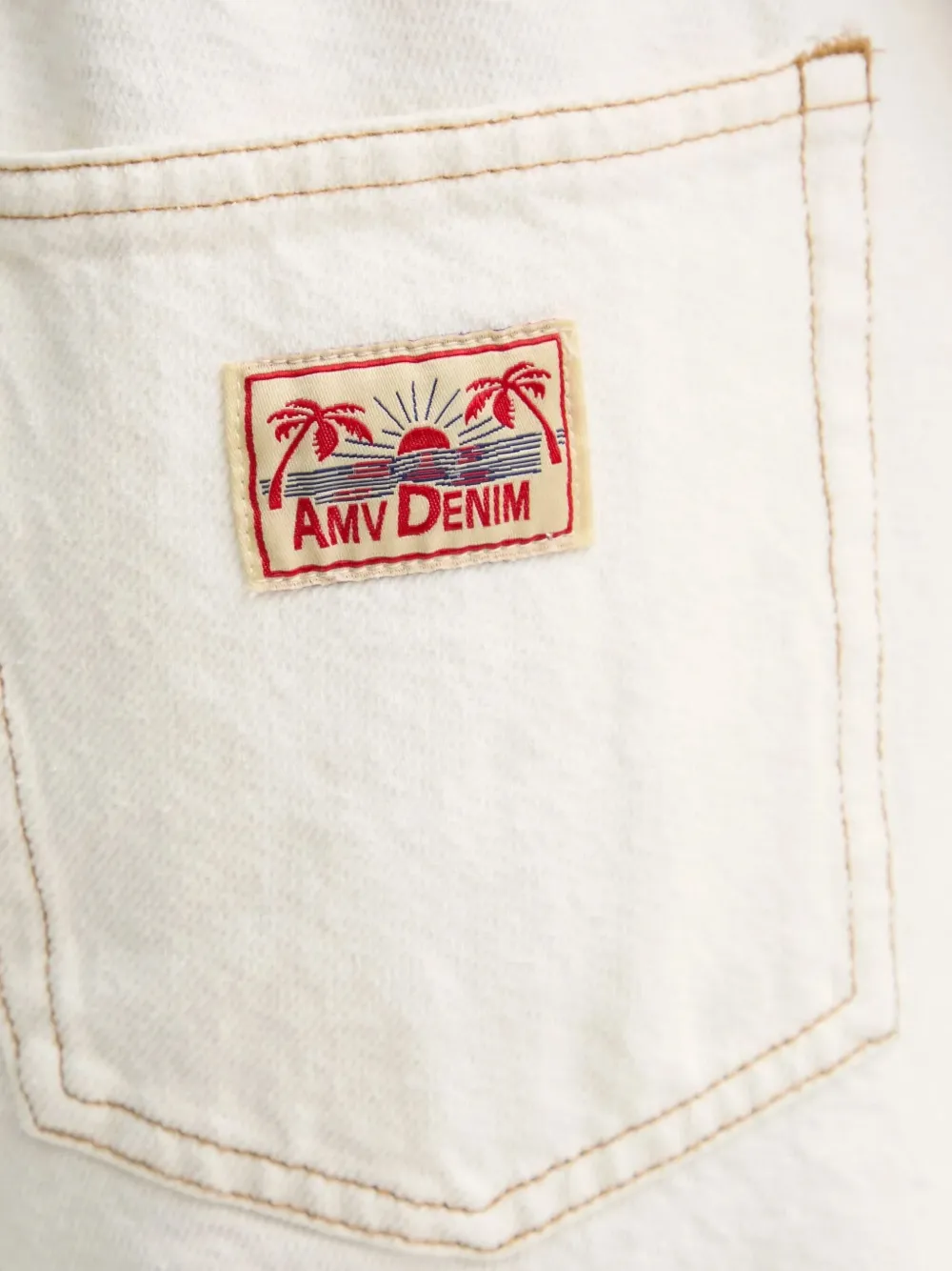 American Vintage Denim shorts met logopatch Beige