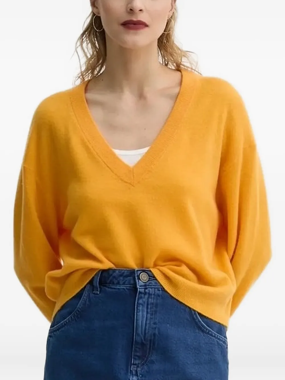 American Vintage V-neck wool-cashmere blend sweater Oranje