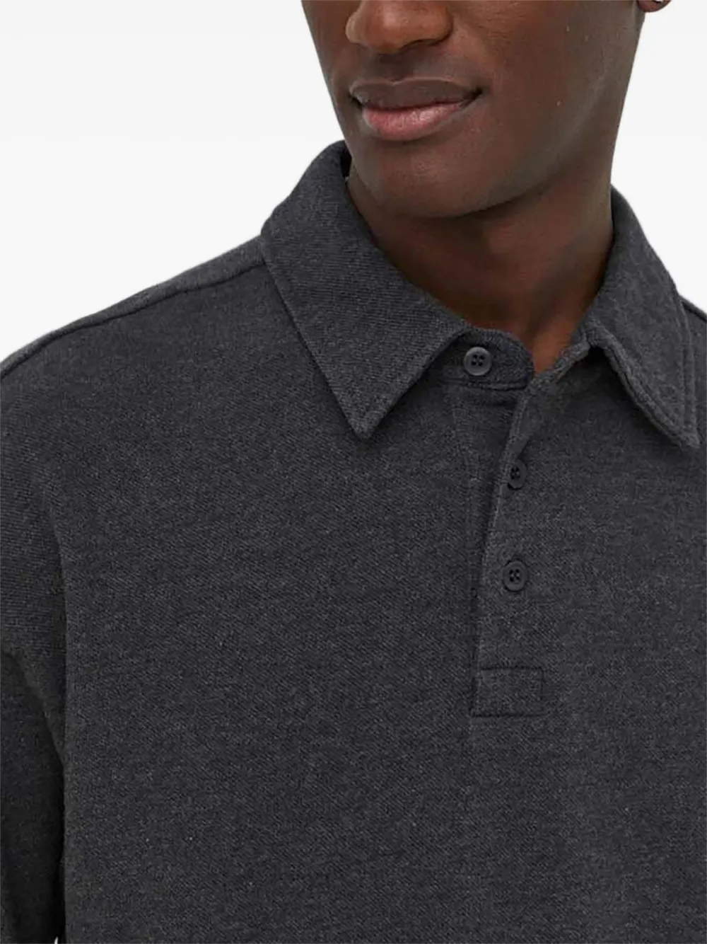 American Vintage Poloshirt met knopenbies en lange mouwen Zwart