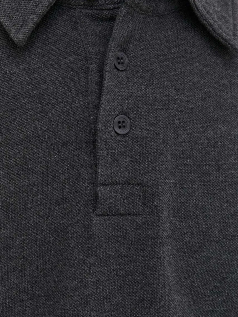 American Vintage Poloshirt met knopenbies en lange mouwen Zwart