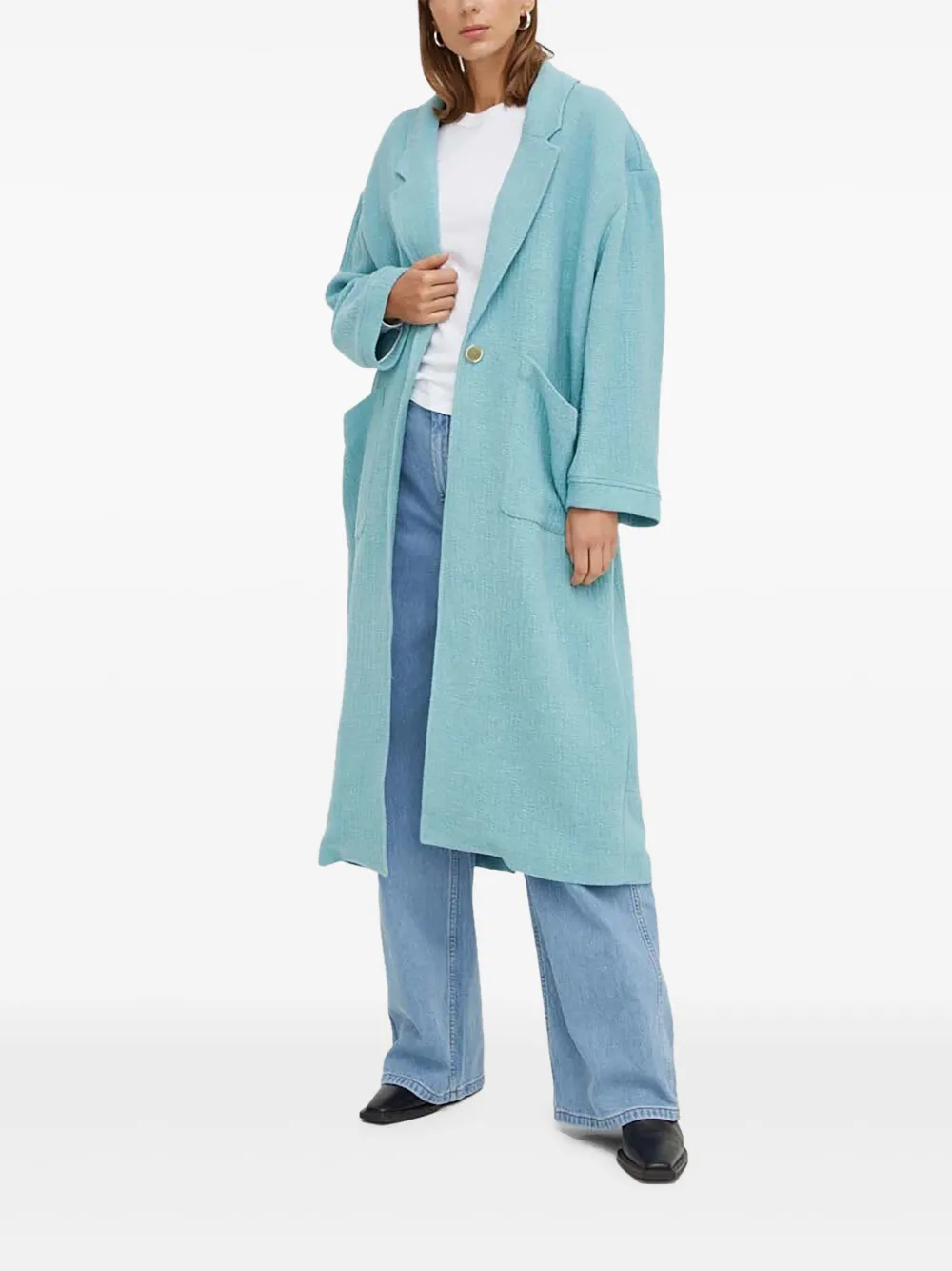 American Vintage Patch-pocket Single-breasted Coat In Blue