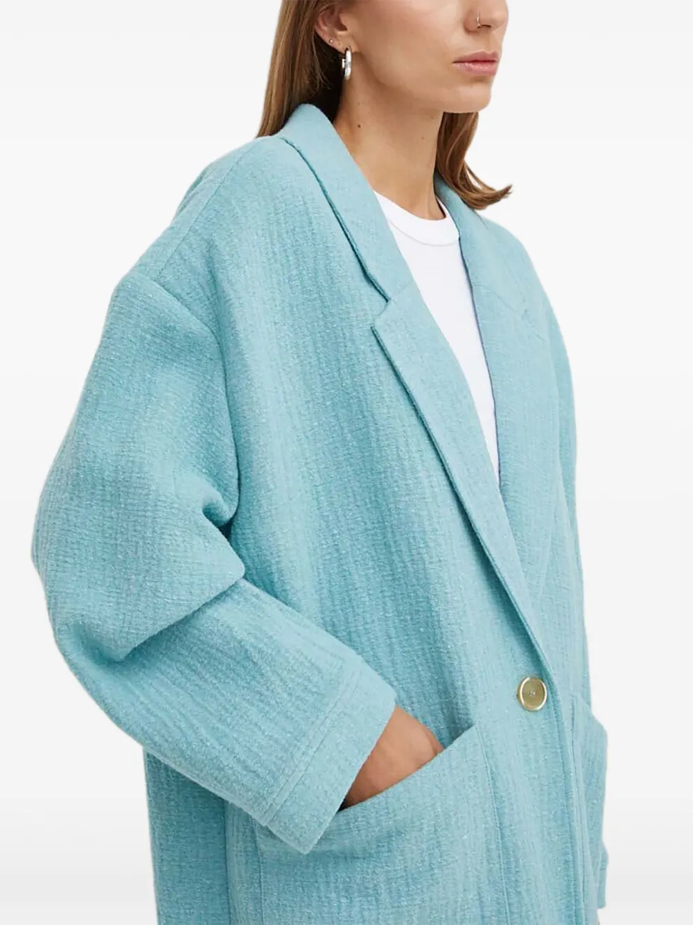 American Vintage Blazer met enkele rij knopen en opgestikte zak Blauw
