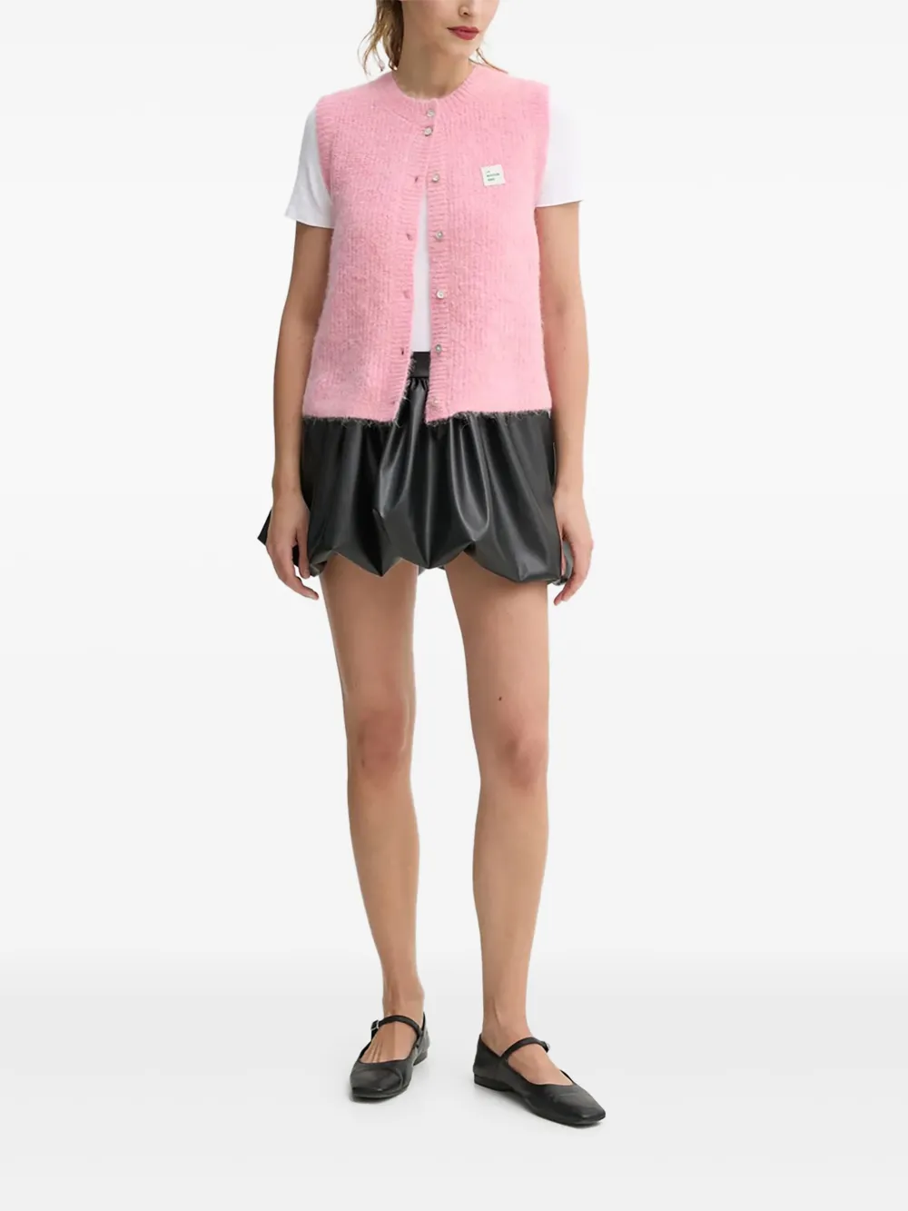 American Vintage buttoned sleeveless knitted cardigan | Pink | Image 1