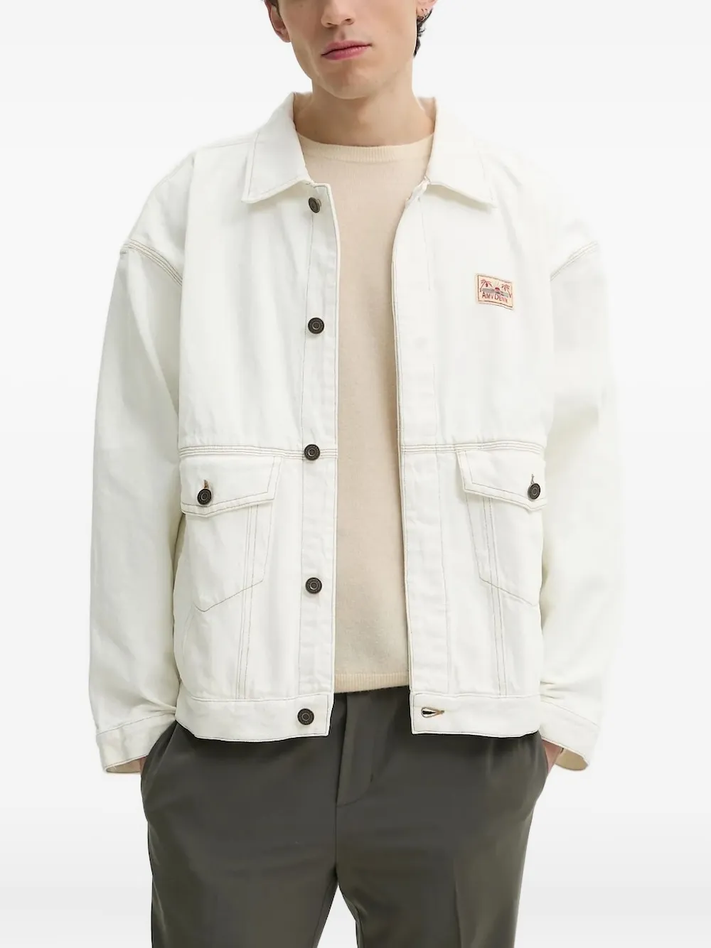 American Vintage patch-pocket denim jacket Wit