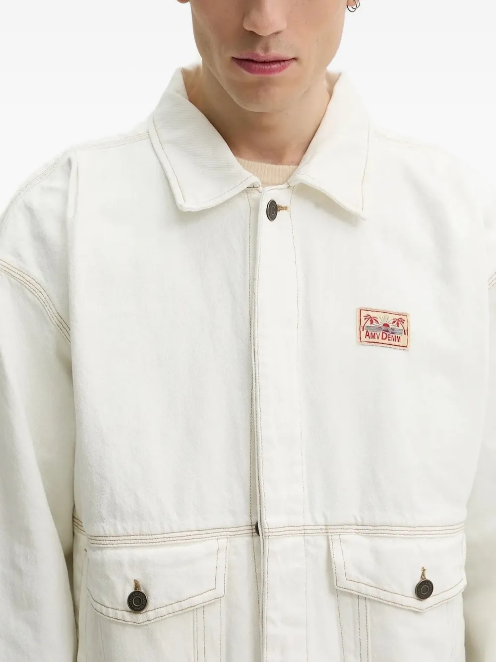 American Vintage patch-pocket denim jacket Wit