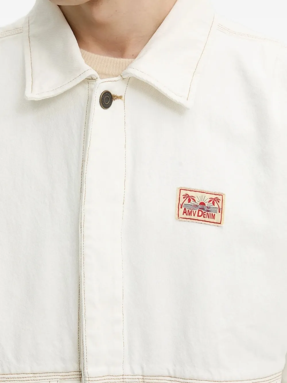 American Vintage patch-pocket denim jacket Wit