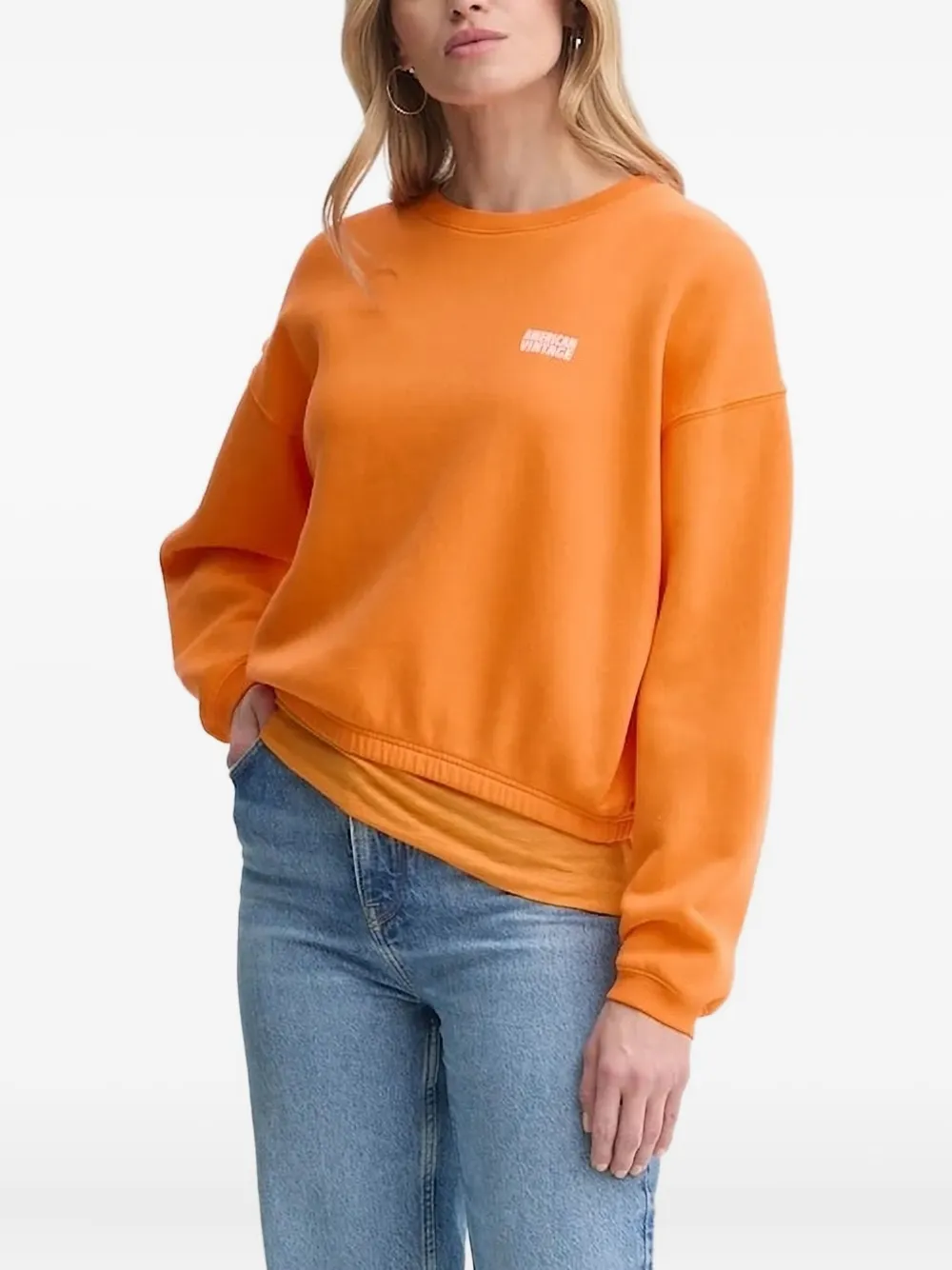 American Vintage Crew-neck Logo-print Sweatshirt In Orange