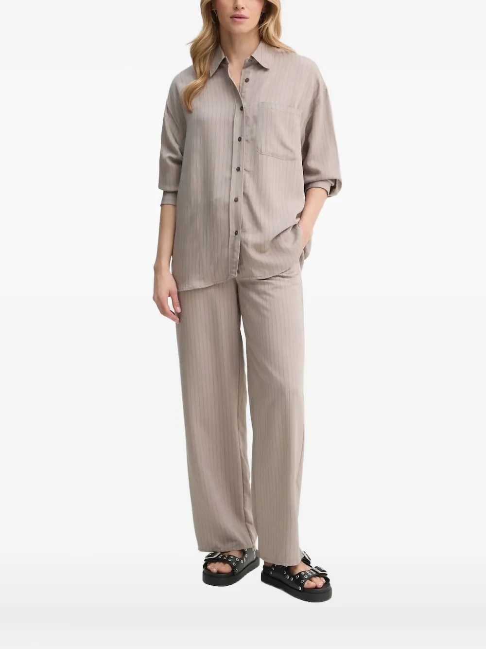 American Vintage pinstripe buttoned shirt Beige