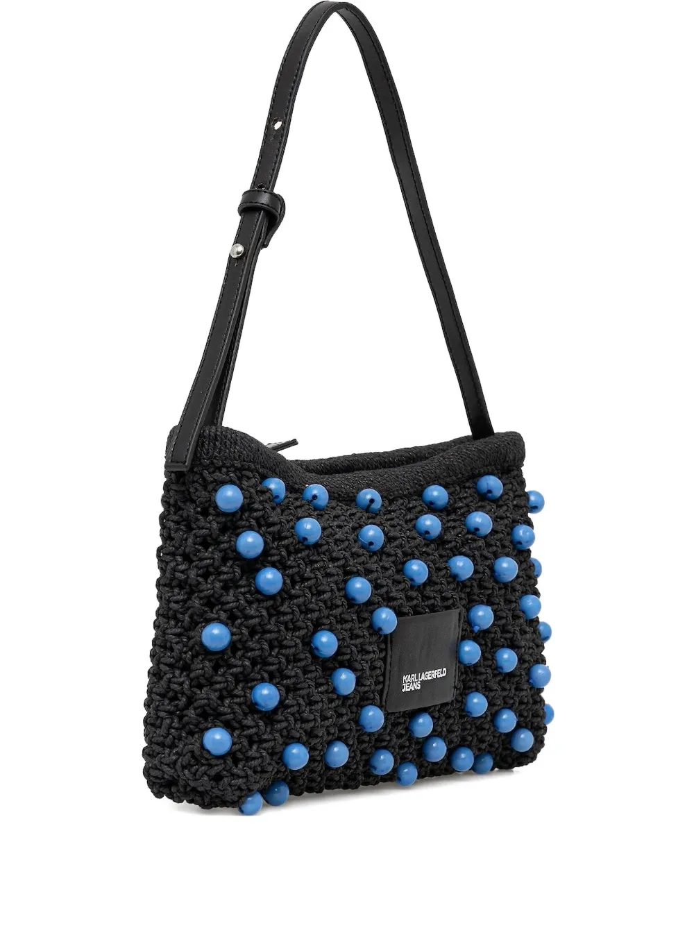 Karl Lagerfeld Jeans Beaded-knit Shoulder Bag In Black