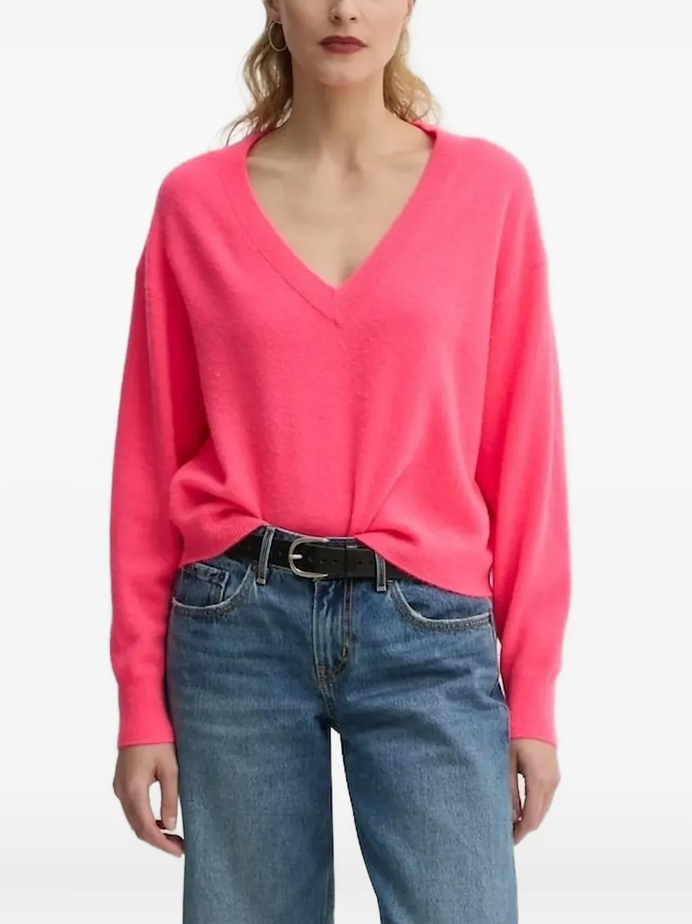 American Vintage Trui met V-hals Roze