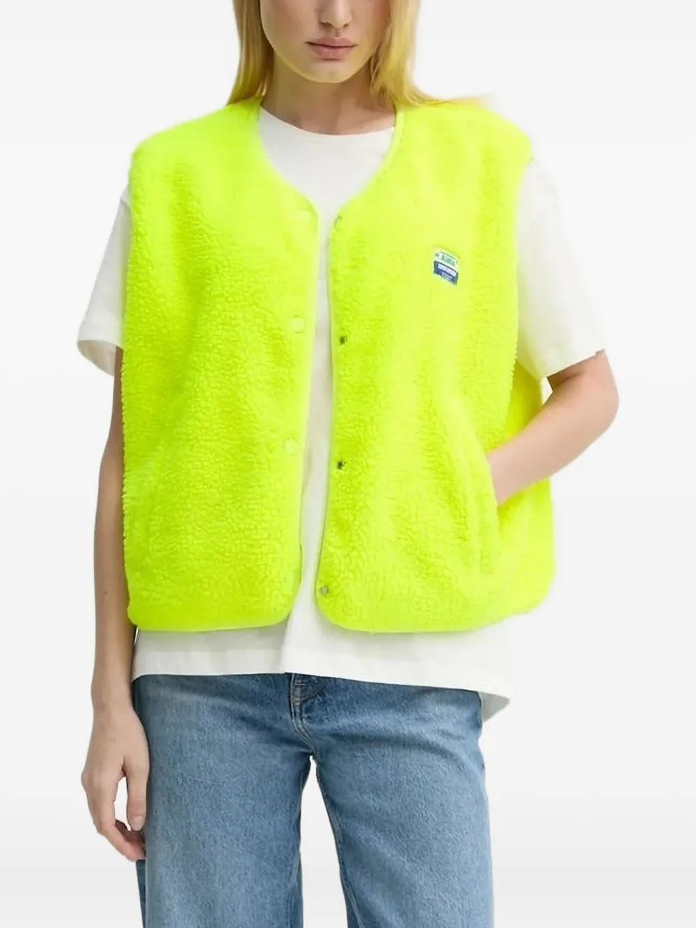 American Vintage Fleece Button-fastening Vest In Green