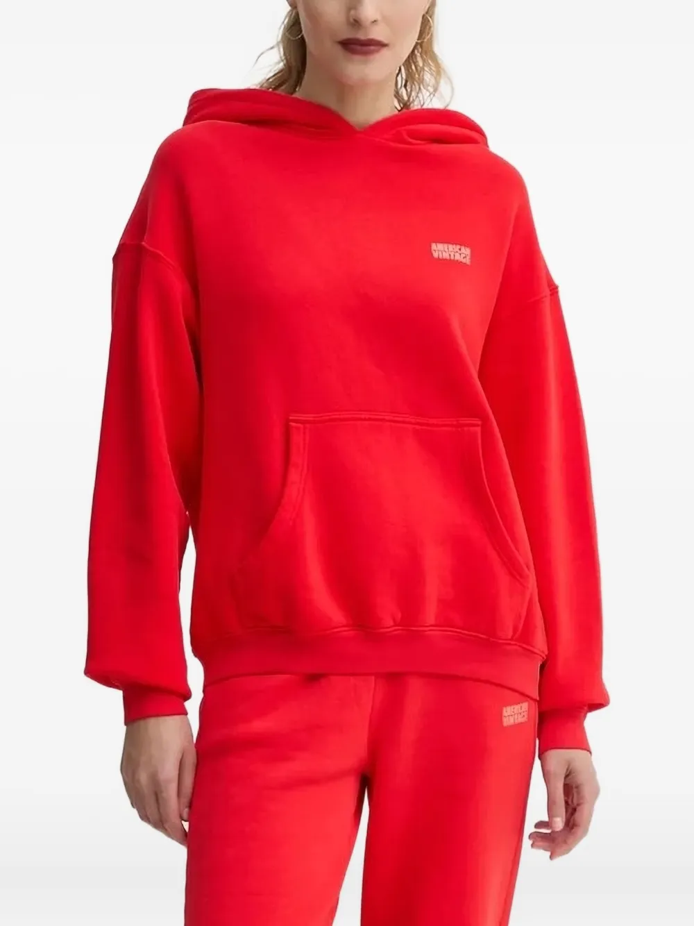American Vintage Hoodie met logoprint Rood