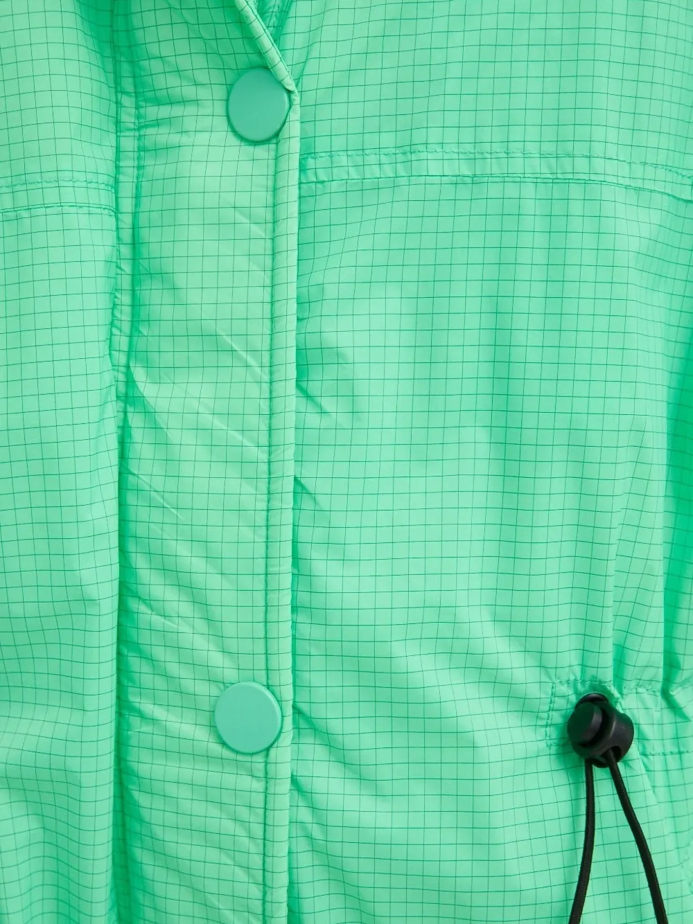 American Vintage Grid-pattern Hooded Raincoat In Green