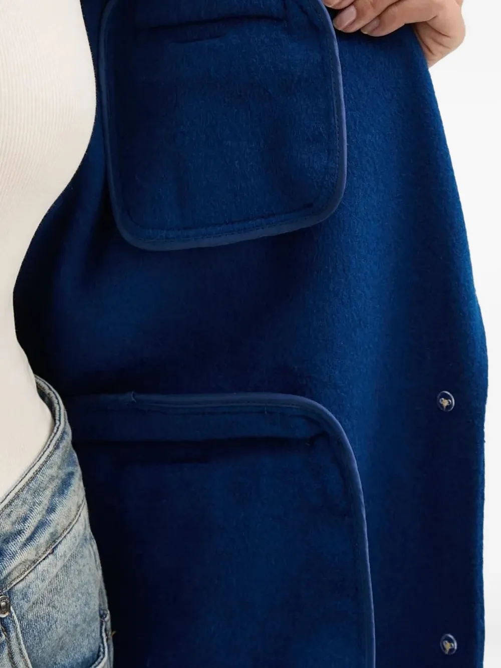 American Vintage Jas met knoopsluiting en opgestikte zak Blauw