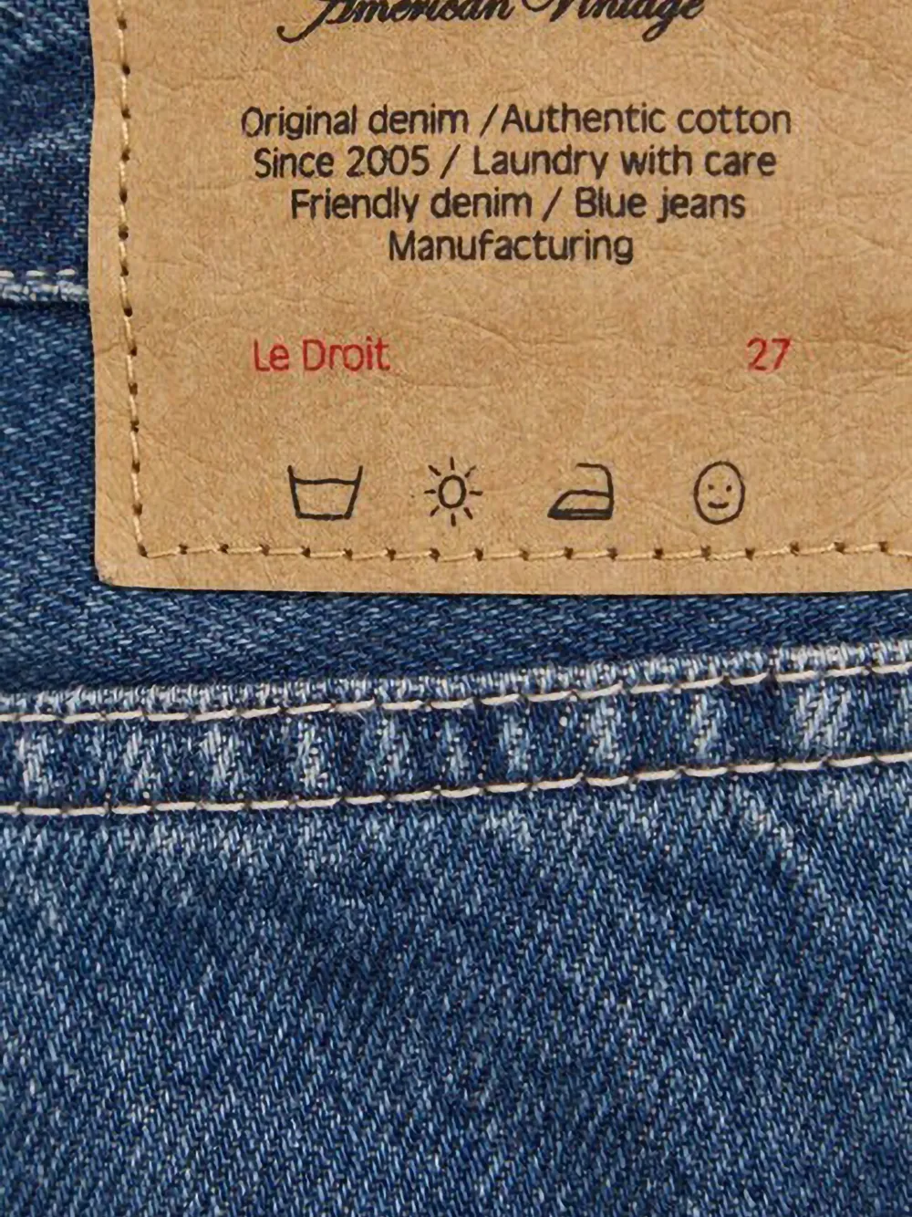 American Vintage Jeans met logopatch Blauw