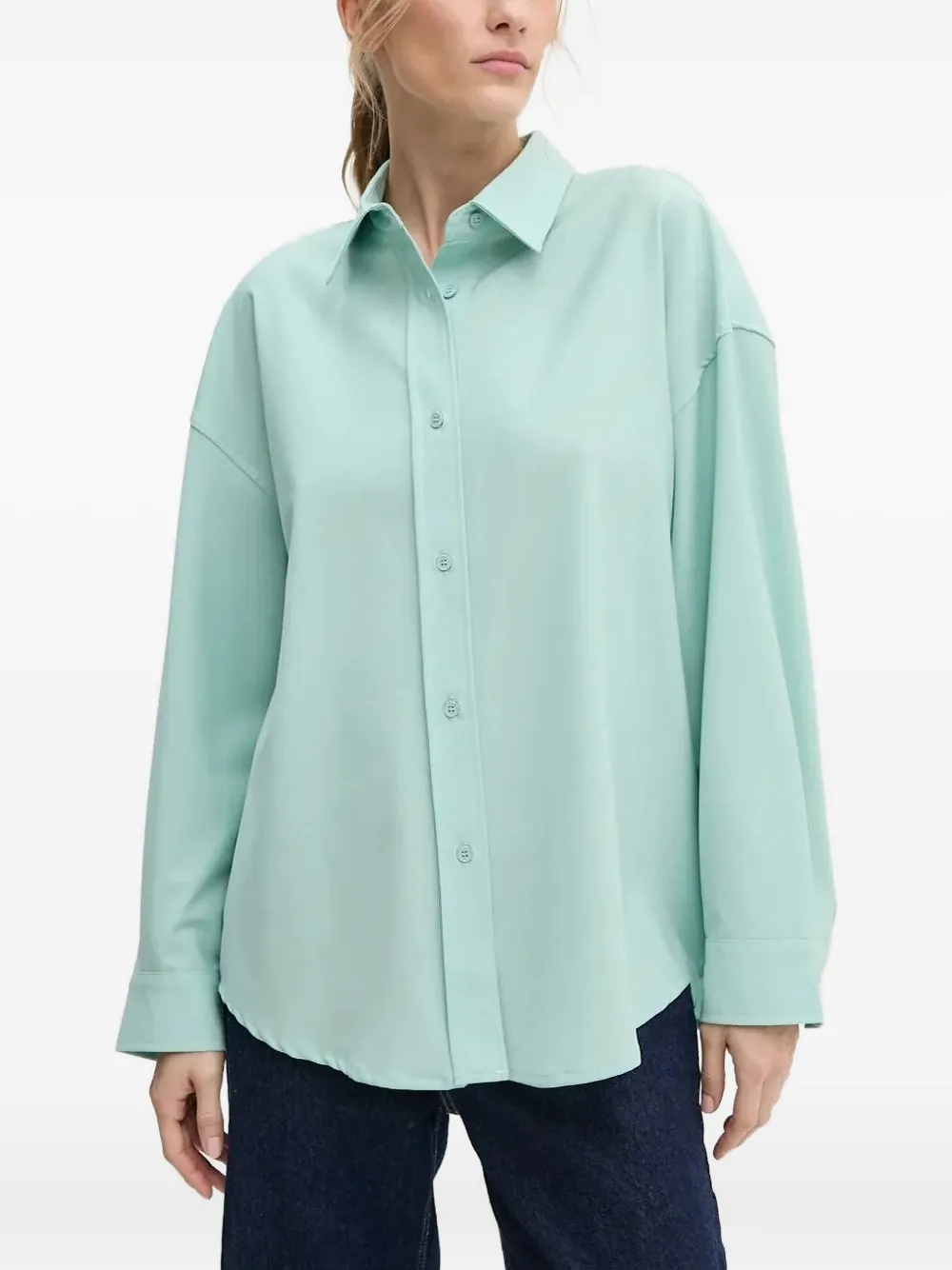 American Vintage Button-down blouse met puntkraag Groen