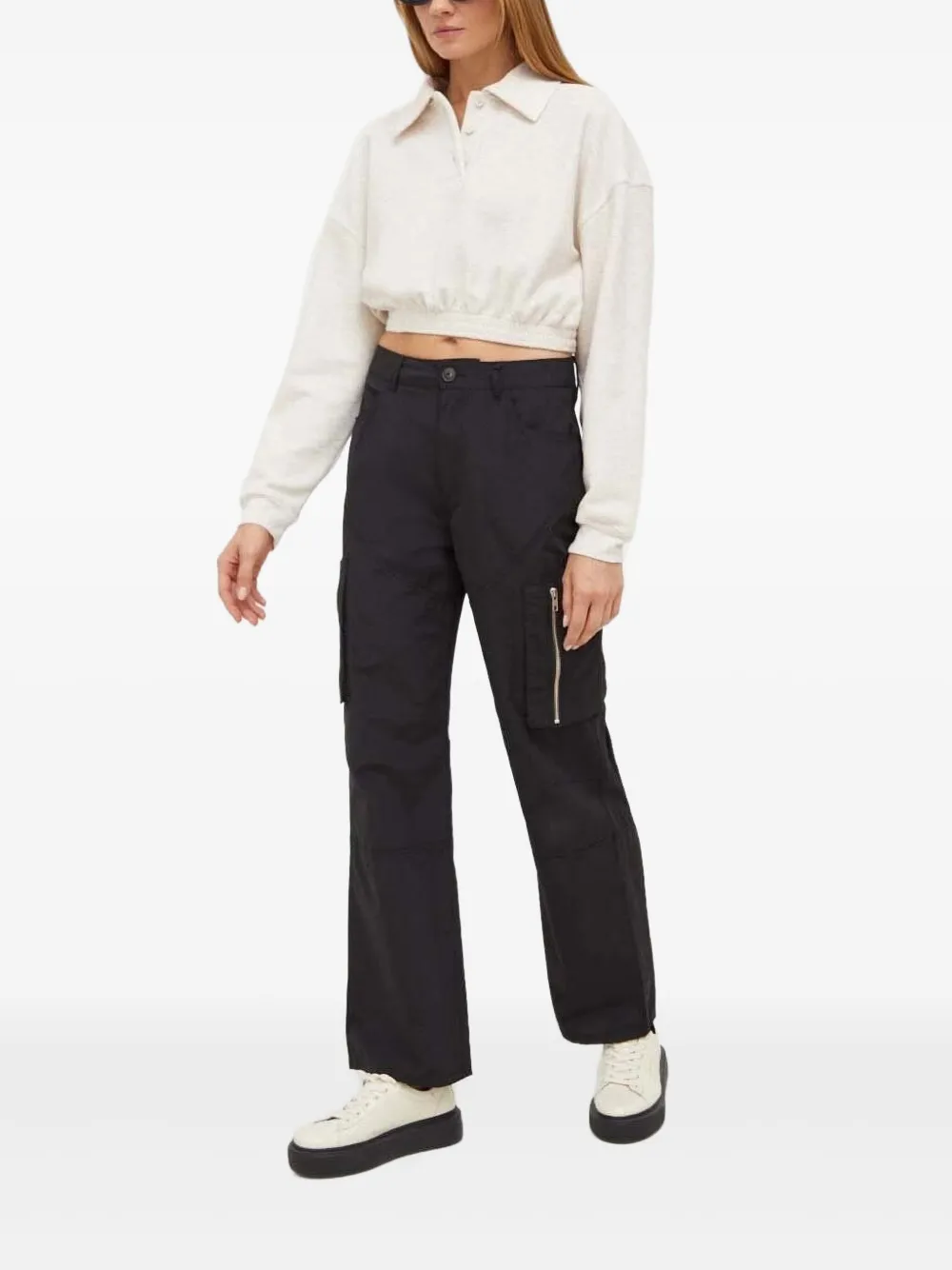 American Vintage Cropped top met polokraag - Beige
