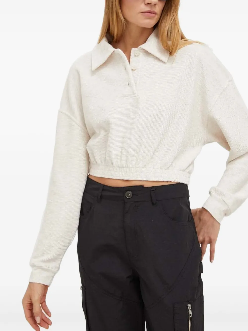 American Vintage Polo-neck Cropped Top In Neutral