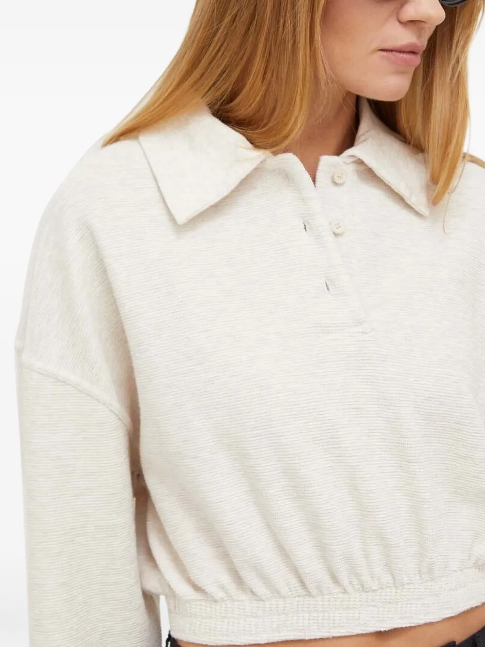 American Vintage Cropped top met polokraag Beige