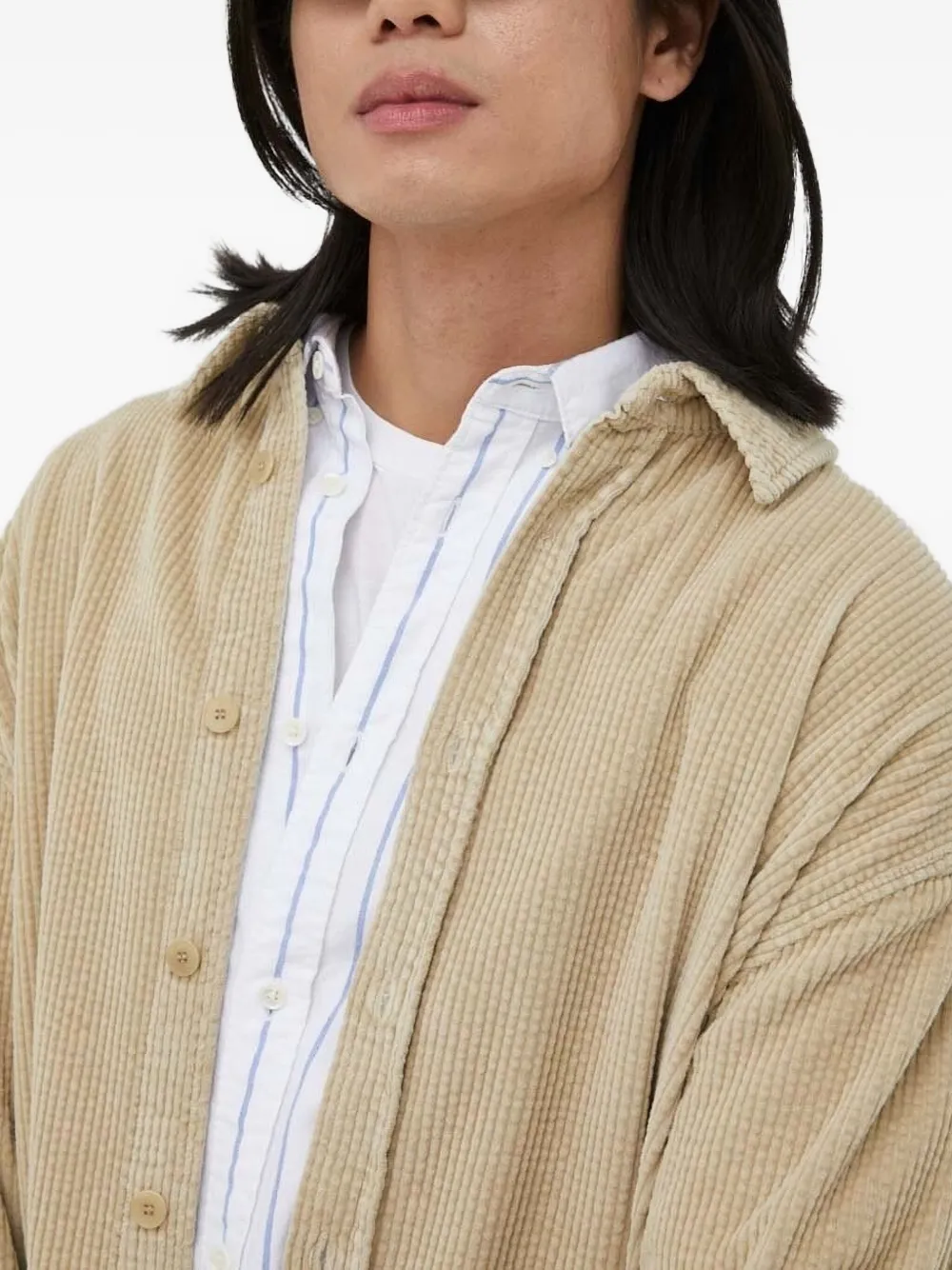 American Vintage Padow corduroy button-fastening shirt Beige