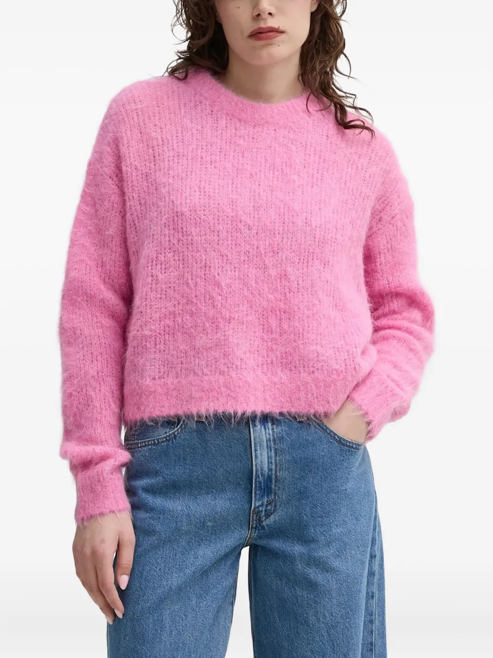 American Vintage fluffy crew-neck jumper | Pink | Image 1