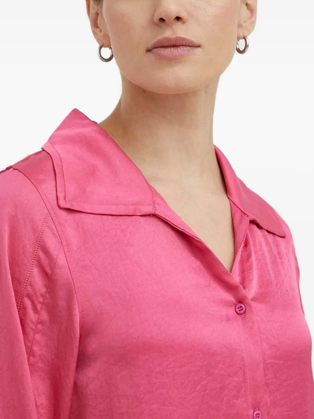 American Vintage Cropped blouse met platte kraag Roze