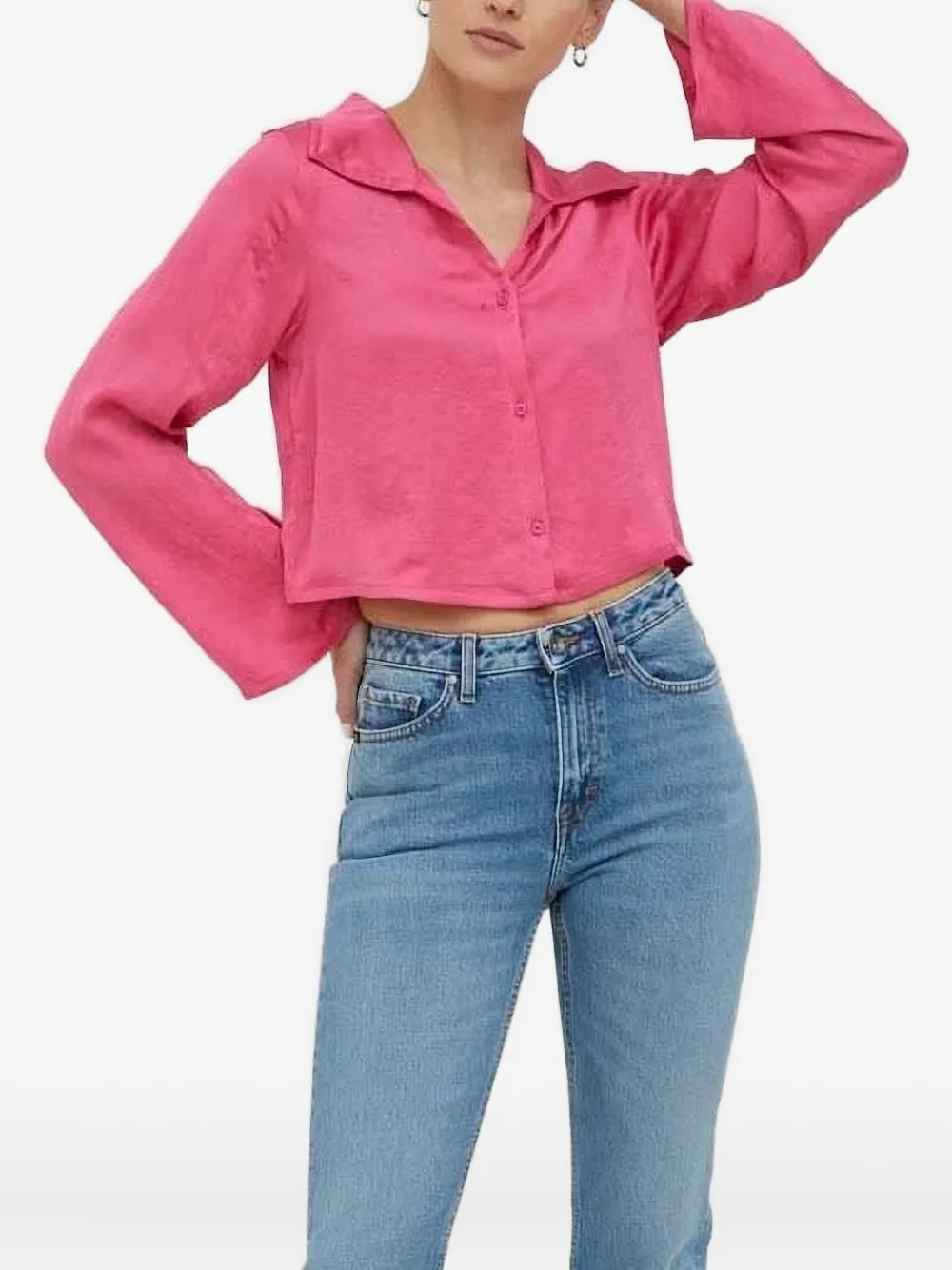 American Vintage flat-collar cropped-length shirt - ピンク American Vintage flat-collar cropped-length shirt - ピンク