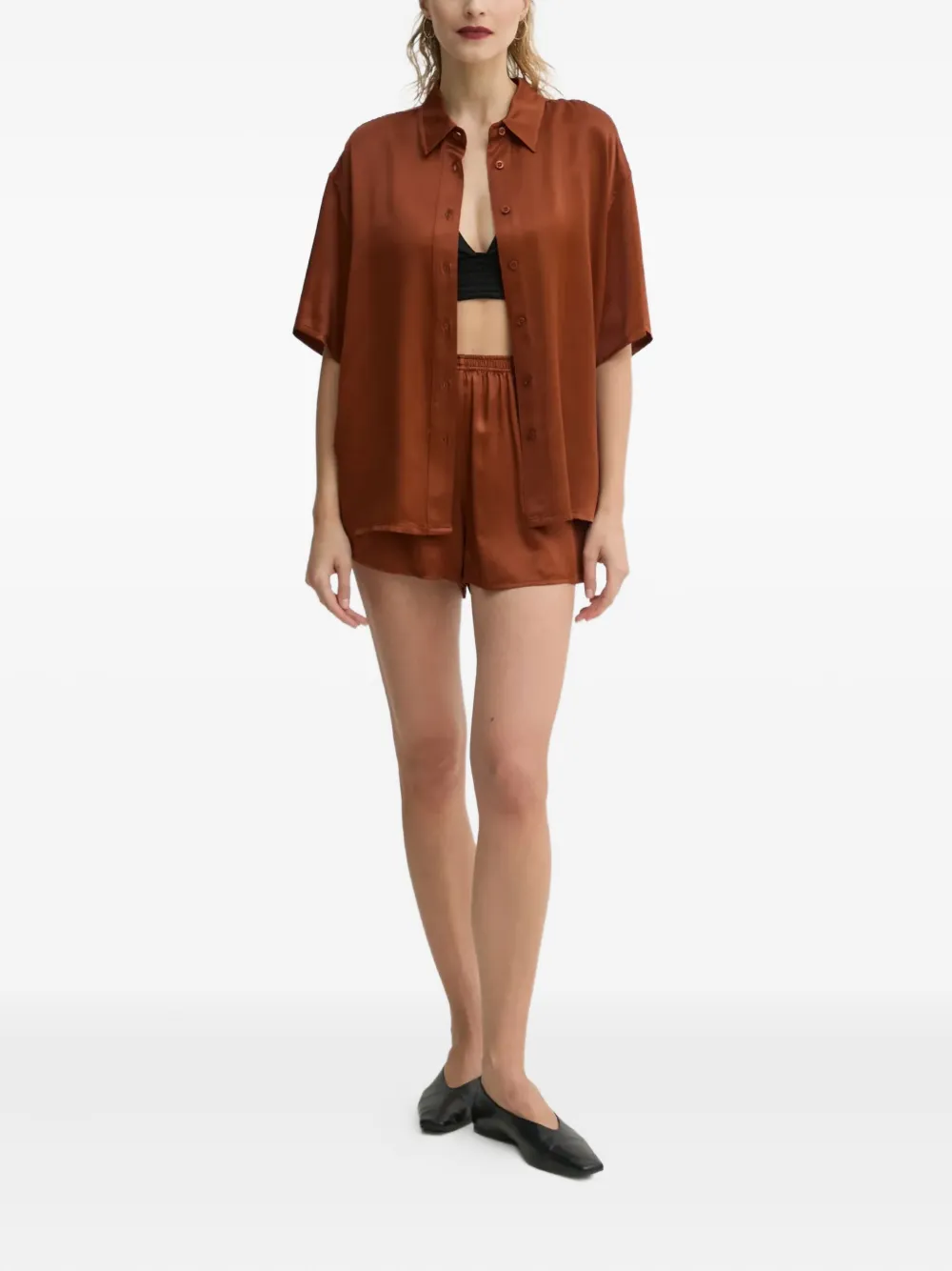 American Vintage blouse met korte mouwen - Bruin
