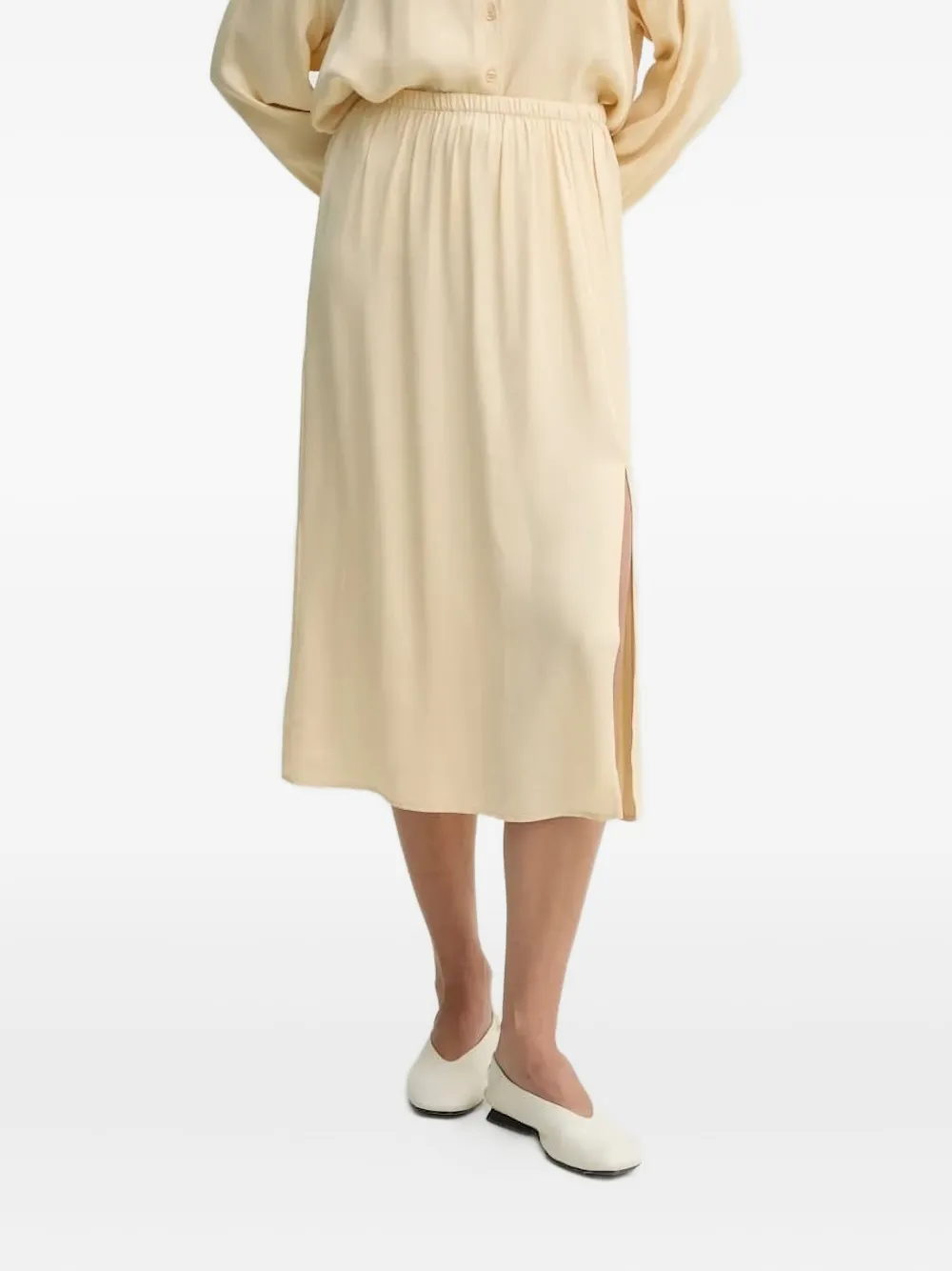 American Vintage Unyl Elastic-waist Midi Skirt In Neutral