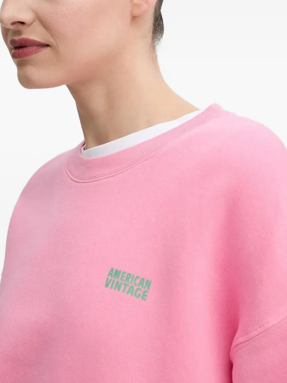 American Vintage Sweater met geborduurd logo Roze