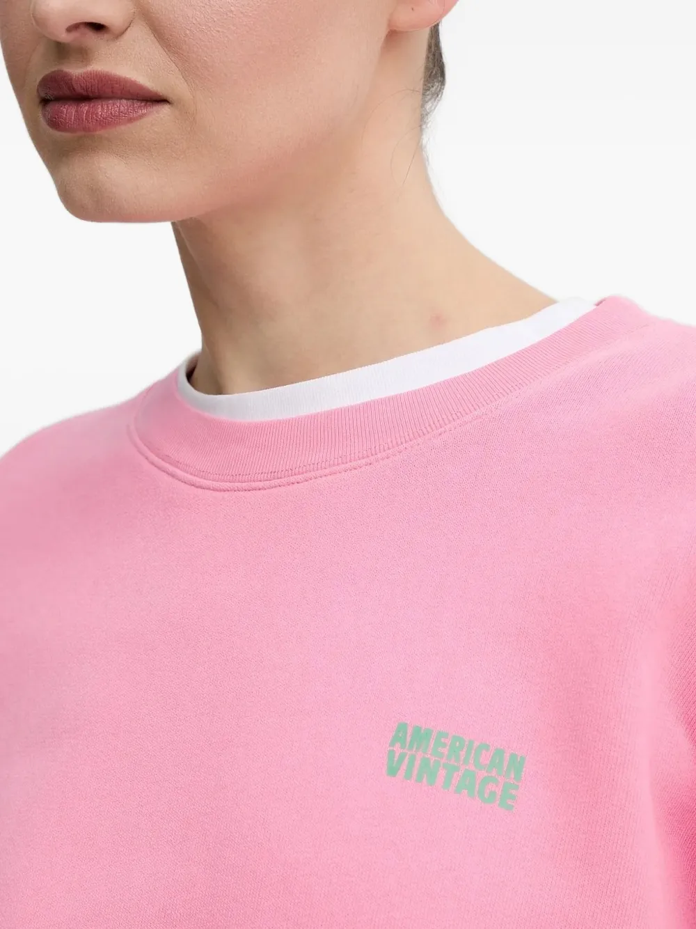 American Vintage Sweater met geborduurd logo Roze