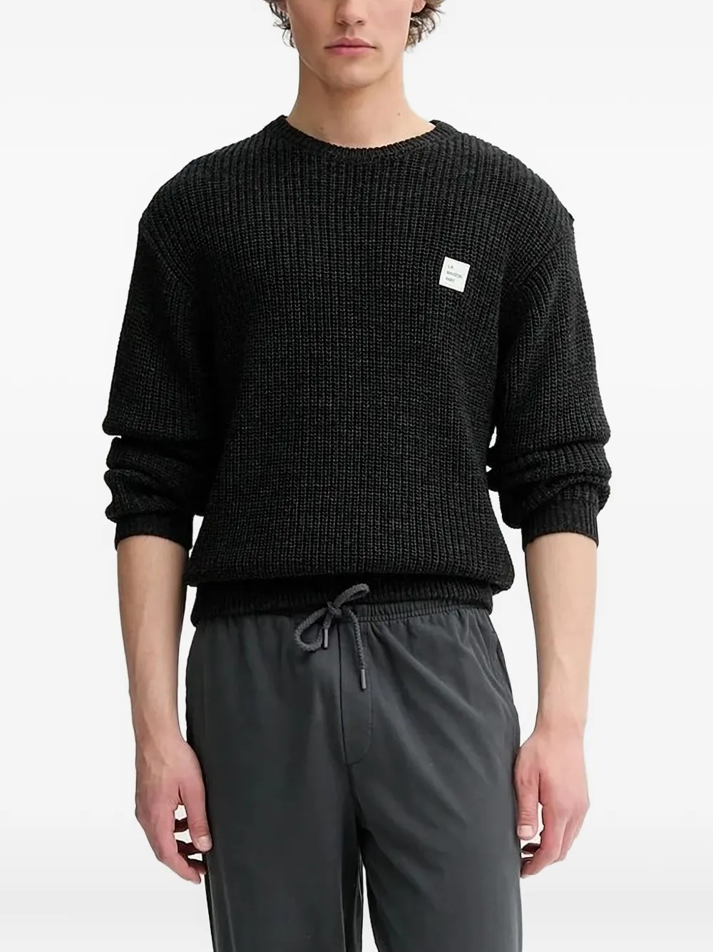 American Vintage ribbed-knit logo-patch sweater Grijs