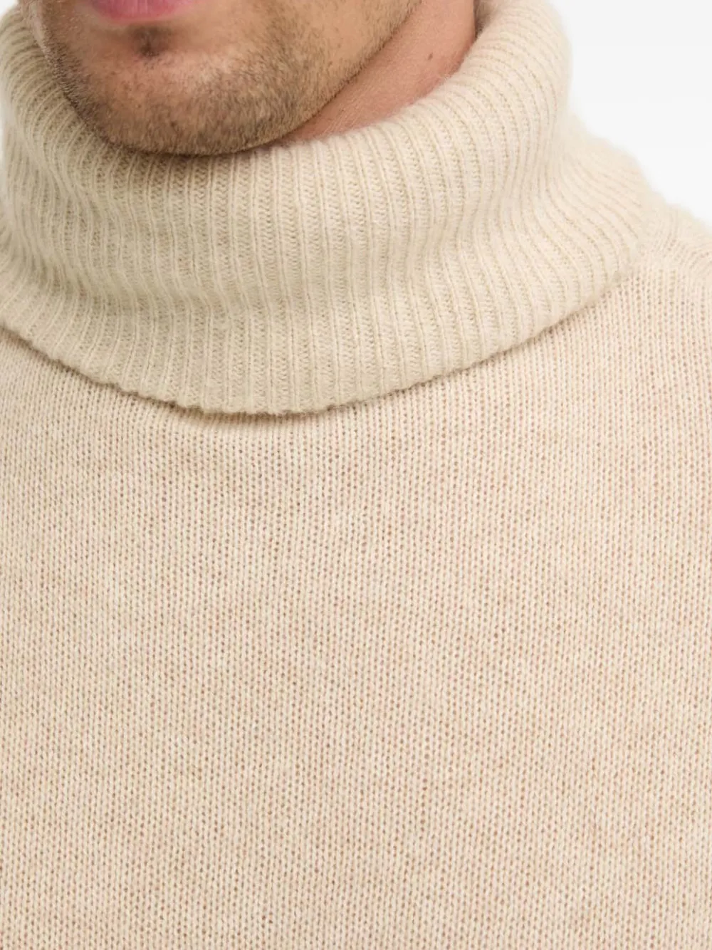 American Vintage Roll-neck Knitted Sweater In Neutral